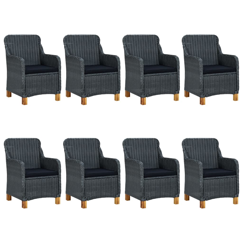 Matgrupp För Trädgården Med Dynor 9 Delar Konstrotting Mörkgrå