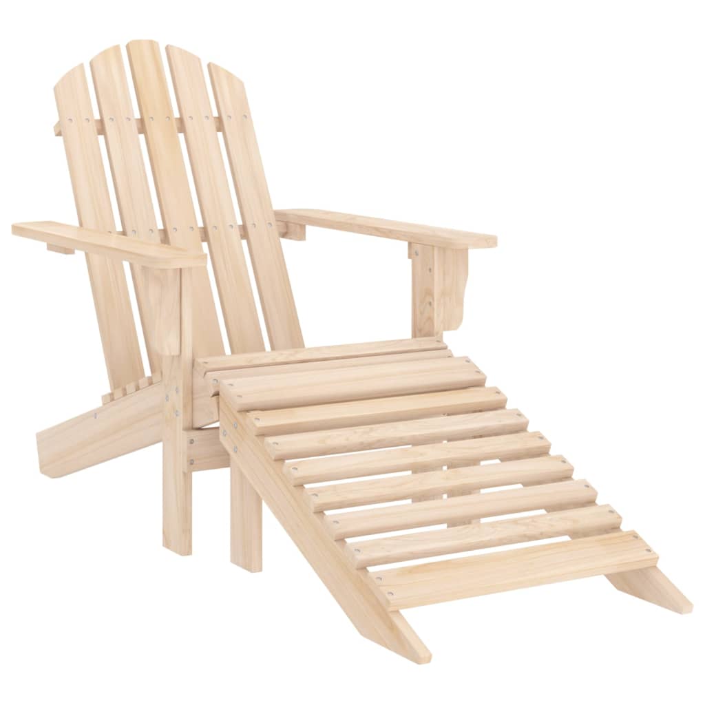 Adirondackstol Med Fotpall Massivt Granträ