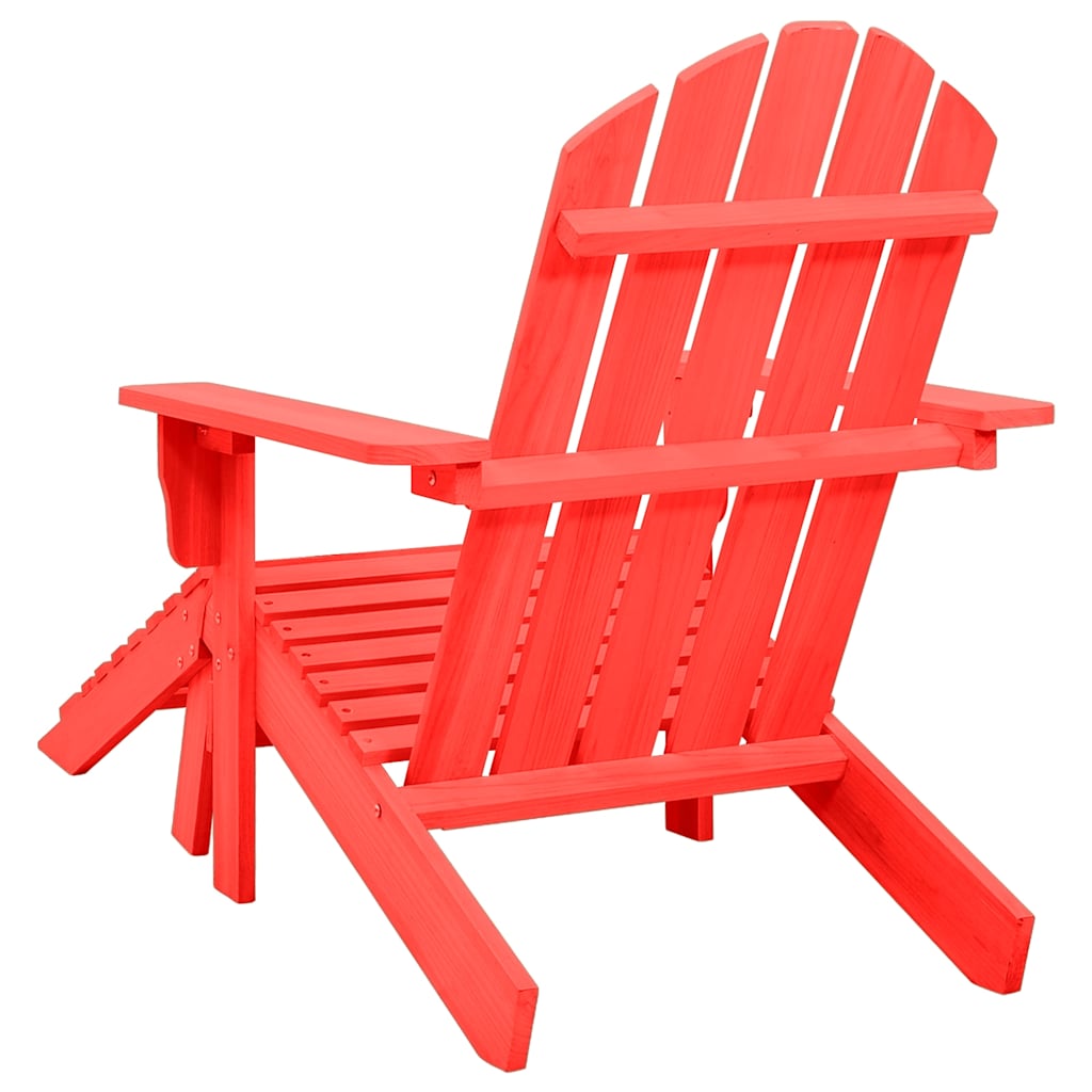 Adirondackstol Med Fotpall Massivt Granträ