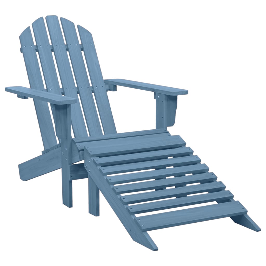 Adirondackstol Med Fotpall Massivt Granträ