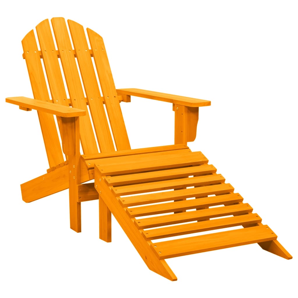 Adirondackstol Med Fotpall Massivt Granträ