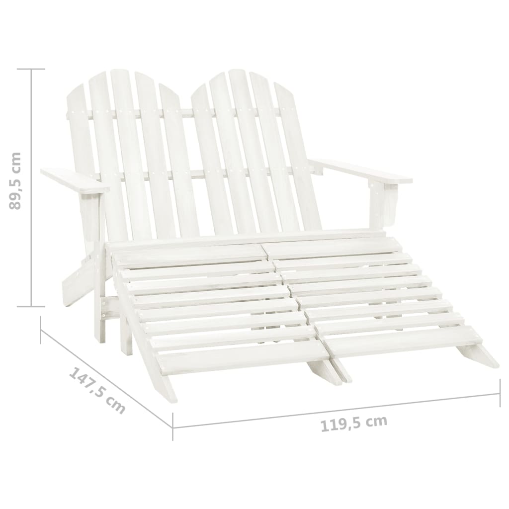 Adirondackstol Med Fotpall 2-Sits Granträ