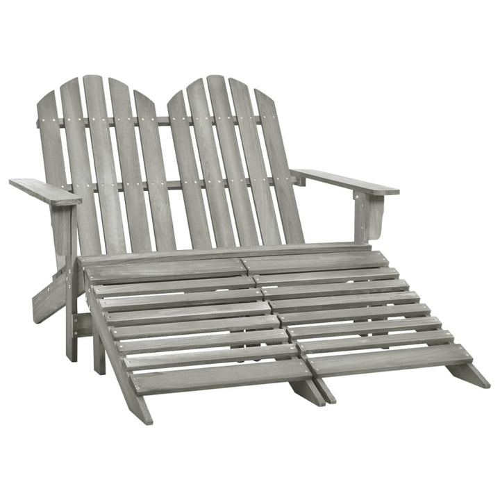 Adirondackstol Med Fotpall 2-Sits Granträ