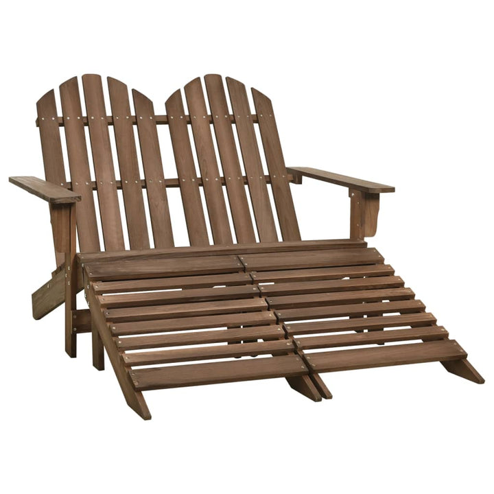 Adirondackstol Med Fotpall 2-Sits Granträ
