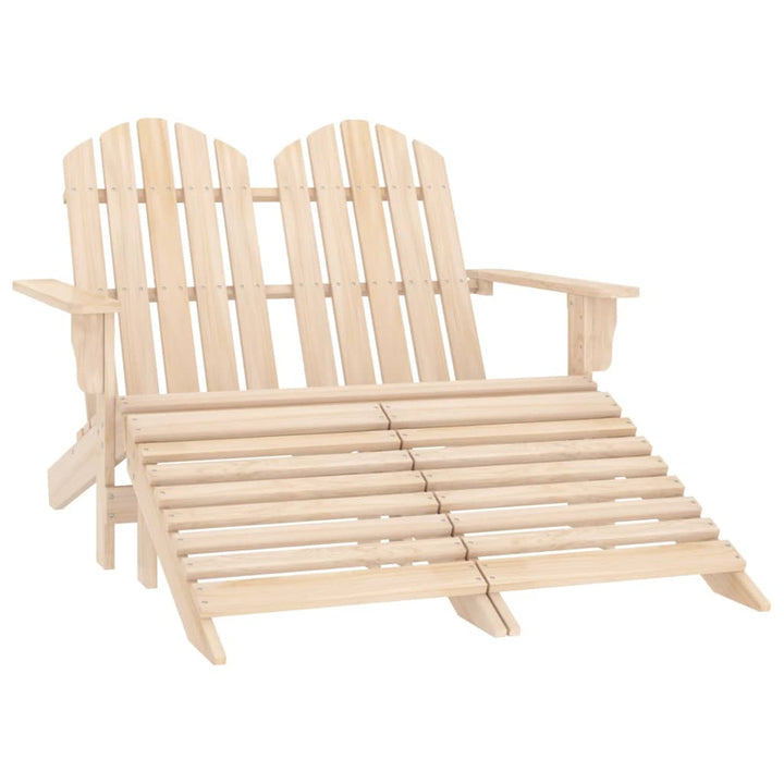 Adirondackstol Med Fotpall 2-Sits Granträ