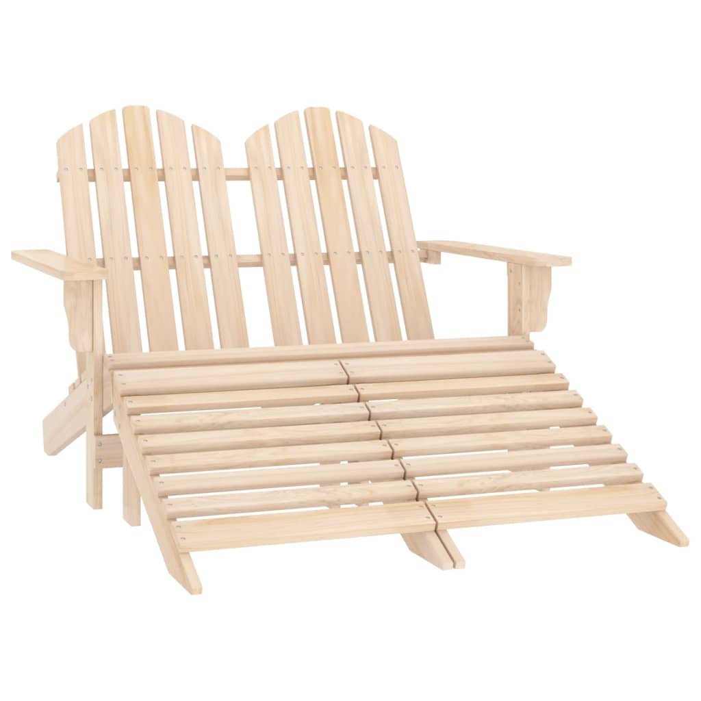 Adirondackstol Med Fotpall 2-Sits Granträ