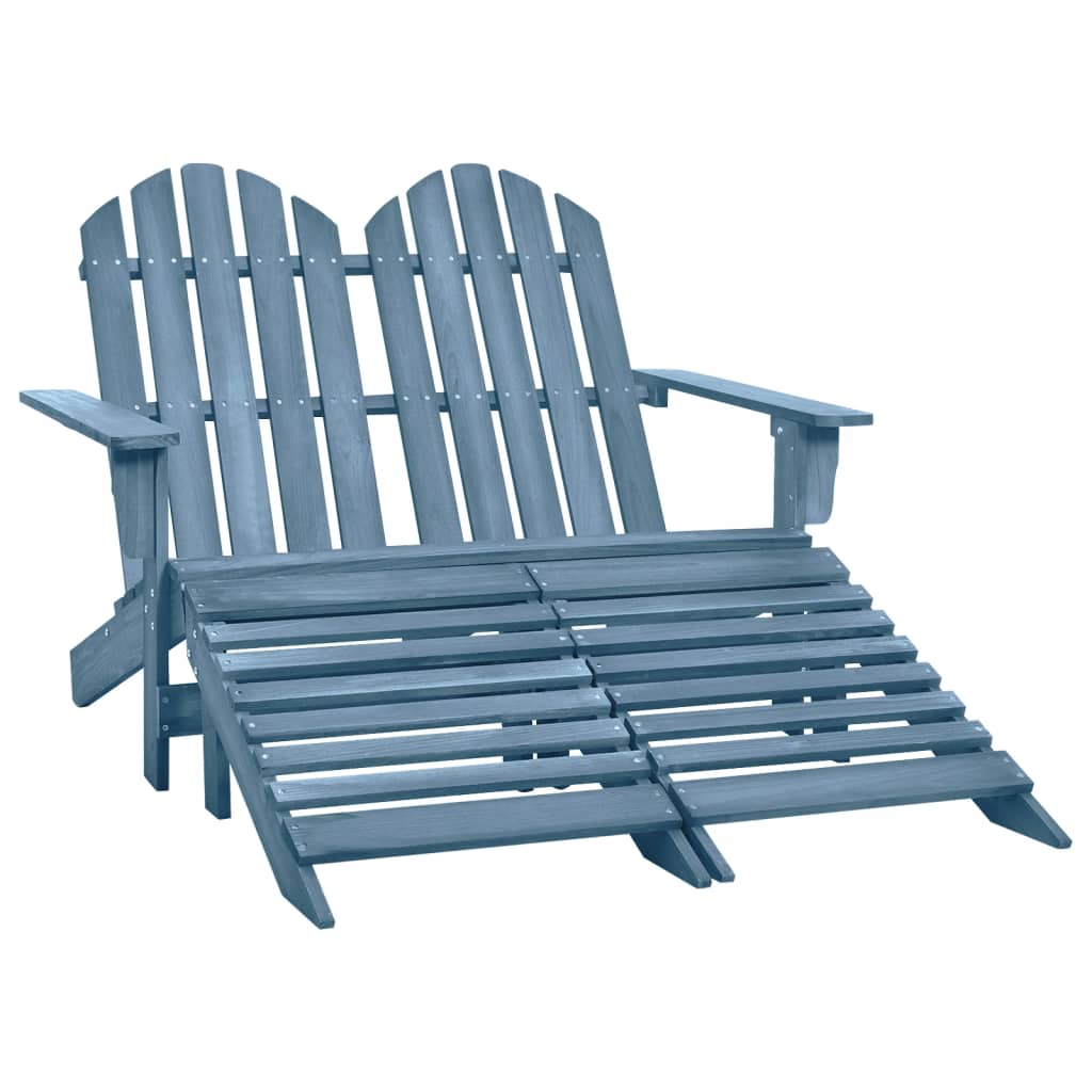 Adirondackstol Med Fotpall 2-Sits Granträ