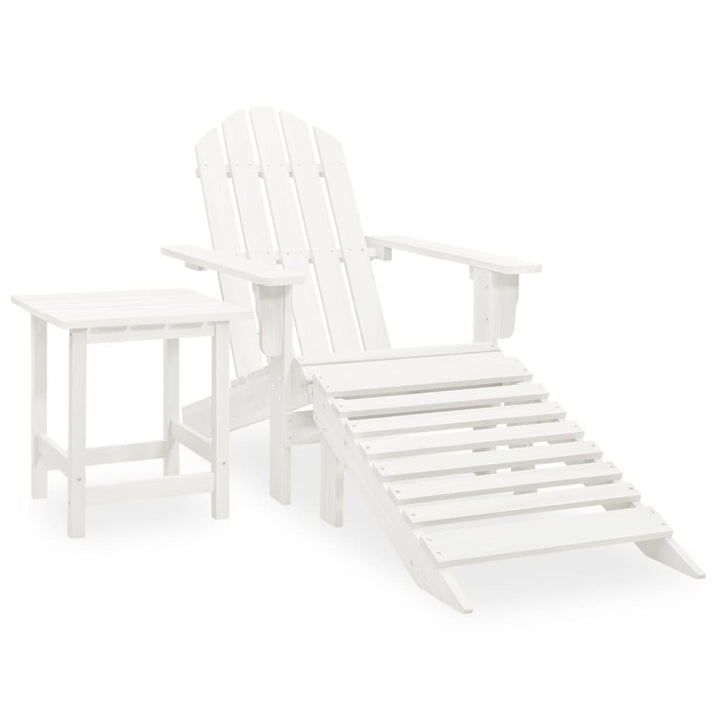 Adirondackstol Med Fotpall Och Bord Massivt Granträ