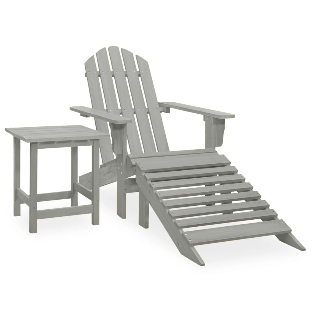 Adirondackstol Med Fotpall Och Bord Massivt Granträ