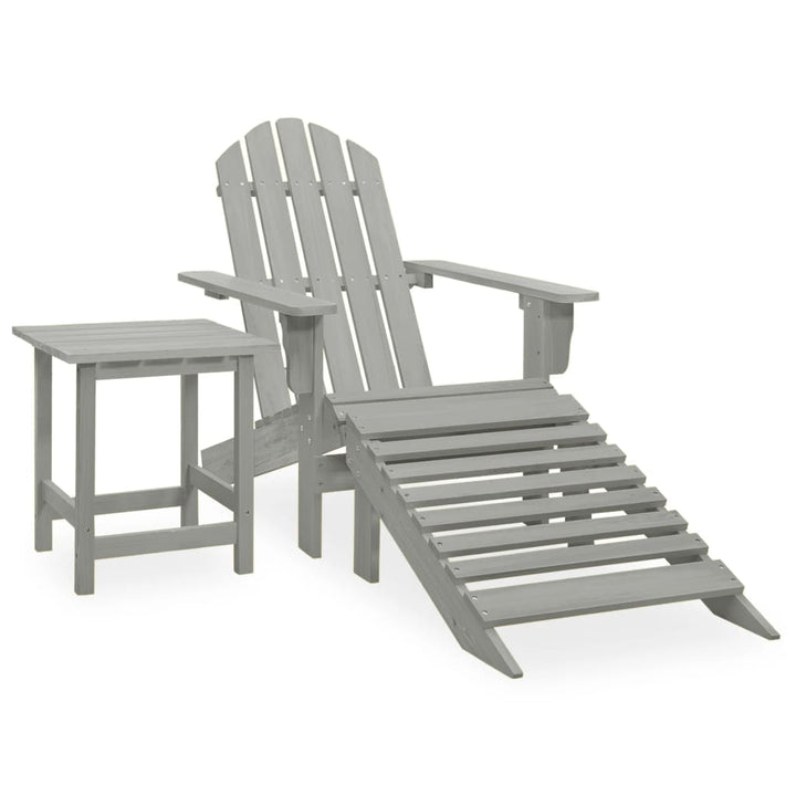 Adirondackstol Med Fotpall Och Bord Massivt Granträ