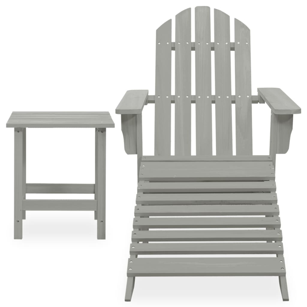 Adirondackstol Med Fotpall Och Bord Massivt Granträ
