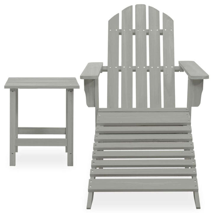Adirondackstol Med Fotpall Och Bord Massivt Granträ