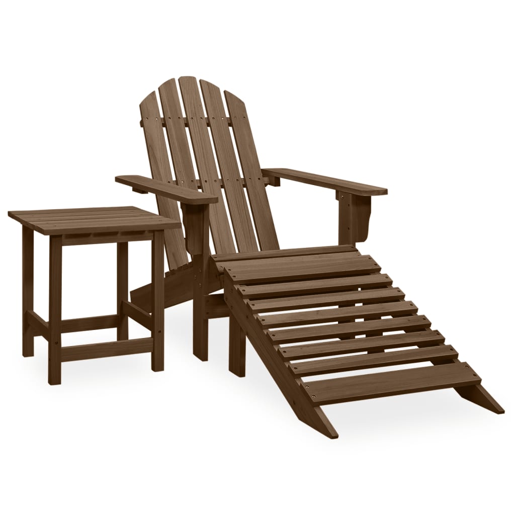 Adirondackstol Med Fotpall Och Bord Massivt Granträ
