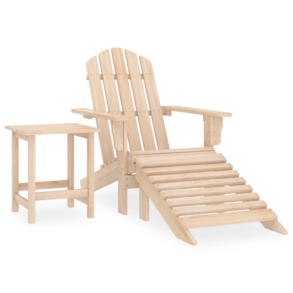 Adirondackstol Med Fotpall Och Bord Massivt Granträ