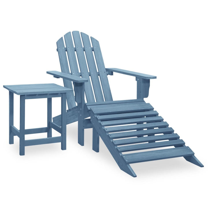 Adirondackstol Med Fotpall Och Bord Massivt Granträ