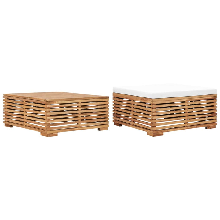 Utebord Och Fotpall Med Dyna Massiv Teak