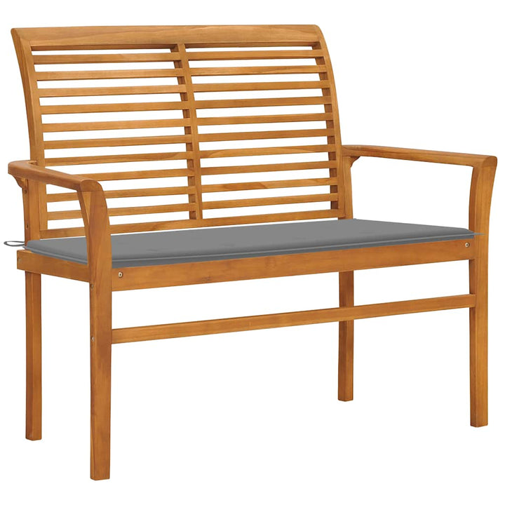 Trädgårdsbänk Med Gräddvit Dyna 112 Cm Massiv Teak