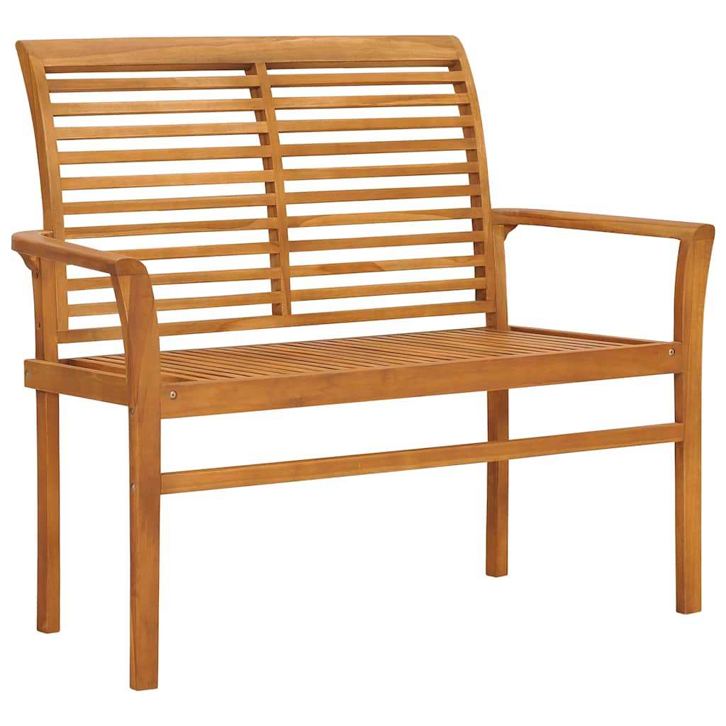 Trädgårdsbänk Med Gräddvit Dyna 112 Cm Massiv Teak