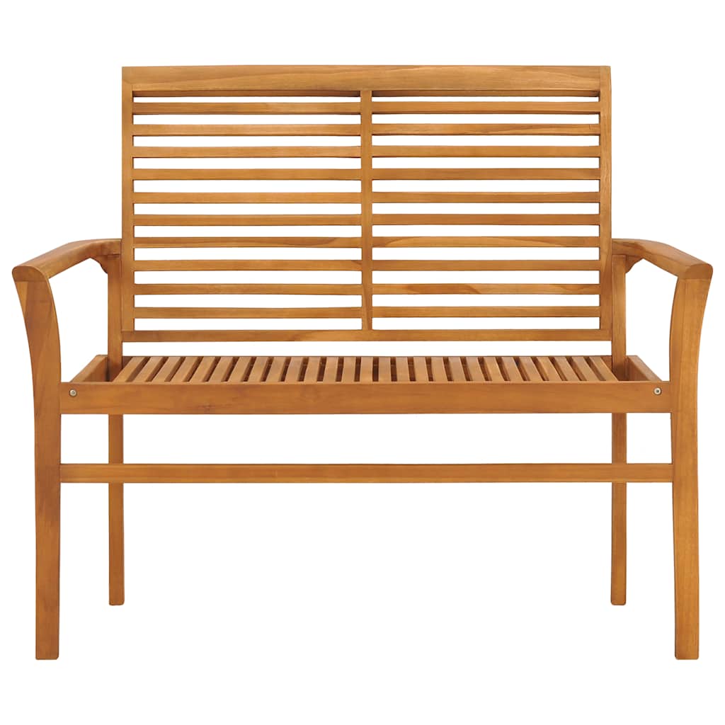 Trädgårdsbänk Med Gräddvit Dyna 112 Cm Massiv Teak