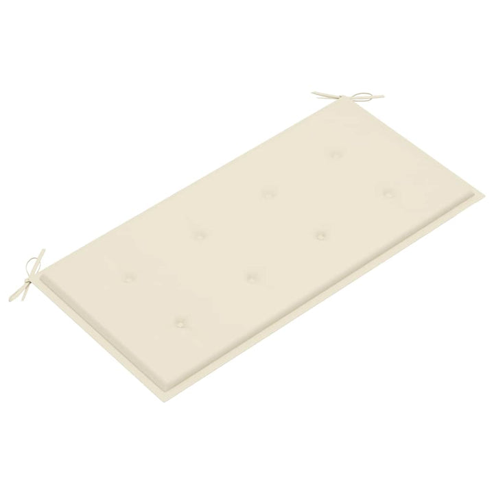Trädgårdsbänk Med Gräddvit Dyna 112 Cm Massiv Teak