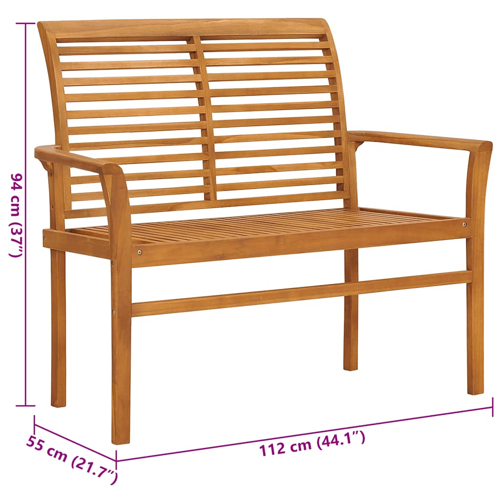 Trädgårdsbänk Med Gräddvit Dyna 112 Cm Massiv Teak