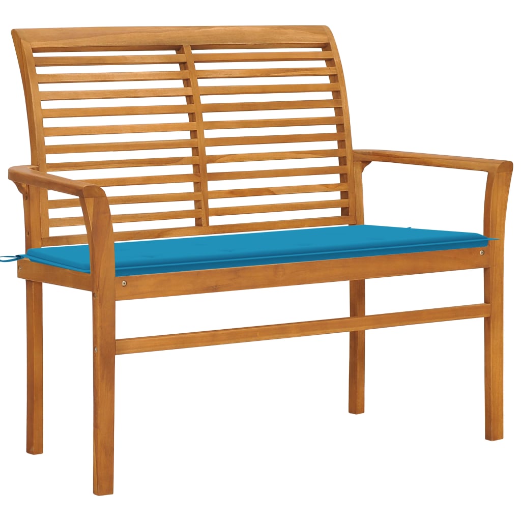 Trädgårdsbänk Med Gräddvit Dyna 112 Cm Massiv Teak