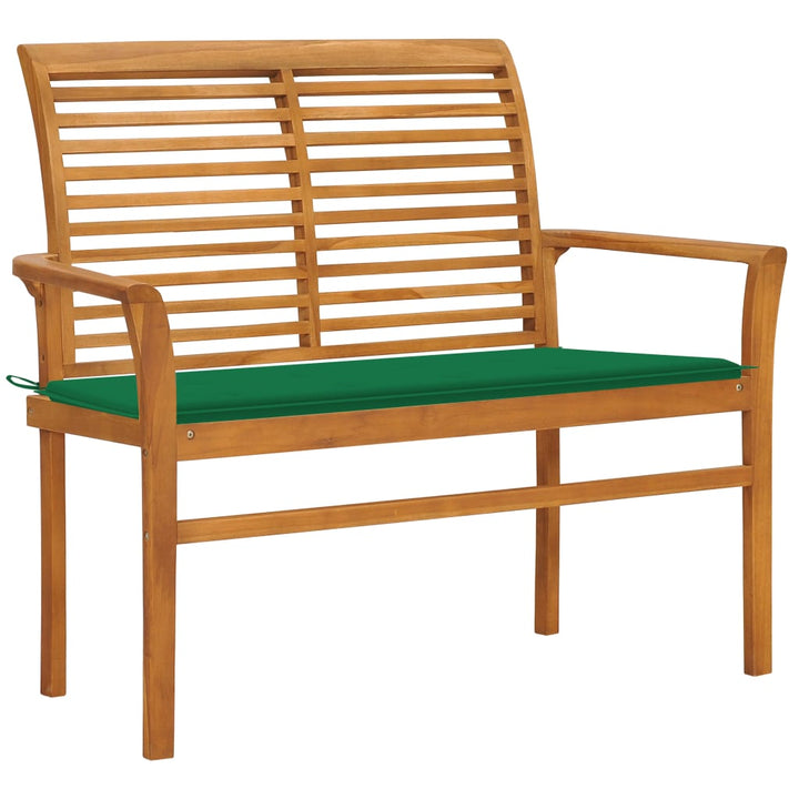 Trädgårdsbänk Med Gräddvit Dyna 112 Cm Massiv Teak