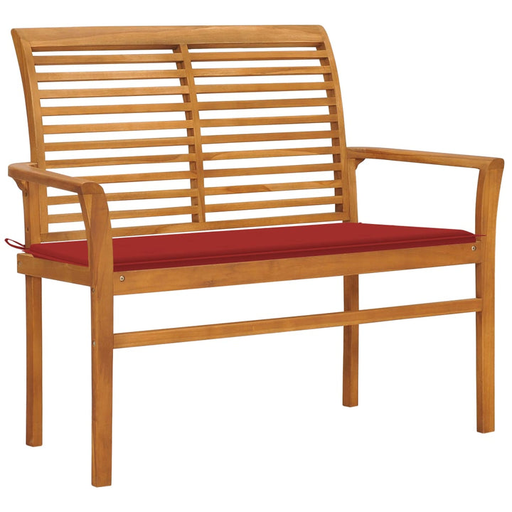 Trädgårdsbänk Med Gräddvit Dyna 112 Cm Massiv Teak