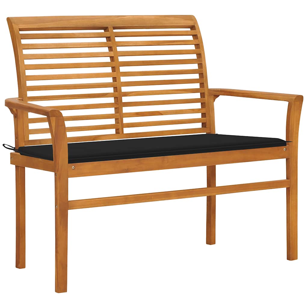 Trädgårdsbänk Med Gräddvit Dyna 112 Cm Massiv Teak