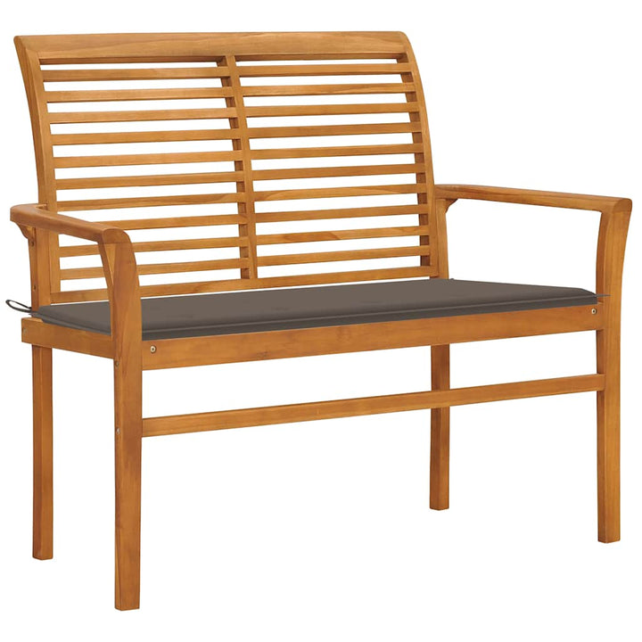 Trädgårdsbänk Med Gräddvit Dyna 112 Cm Massiv Teak