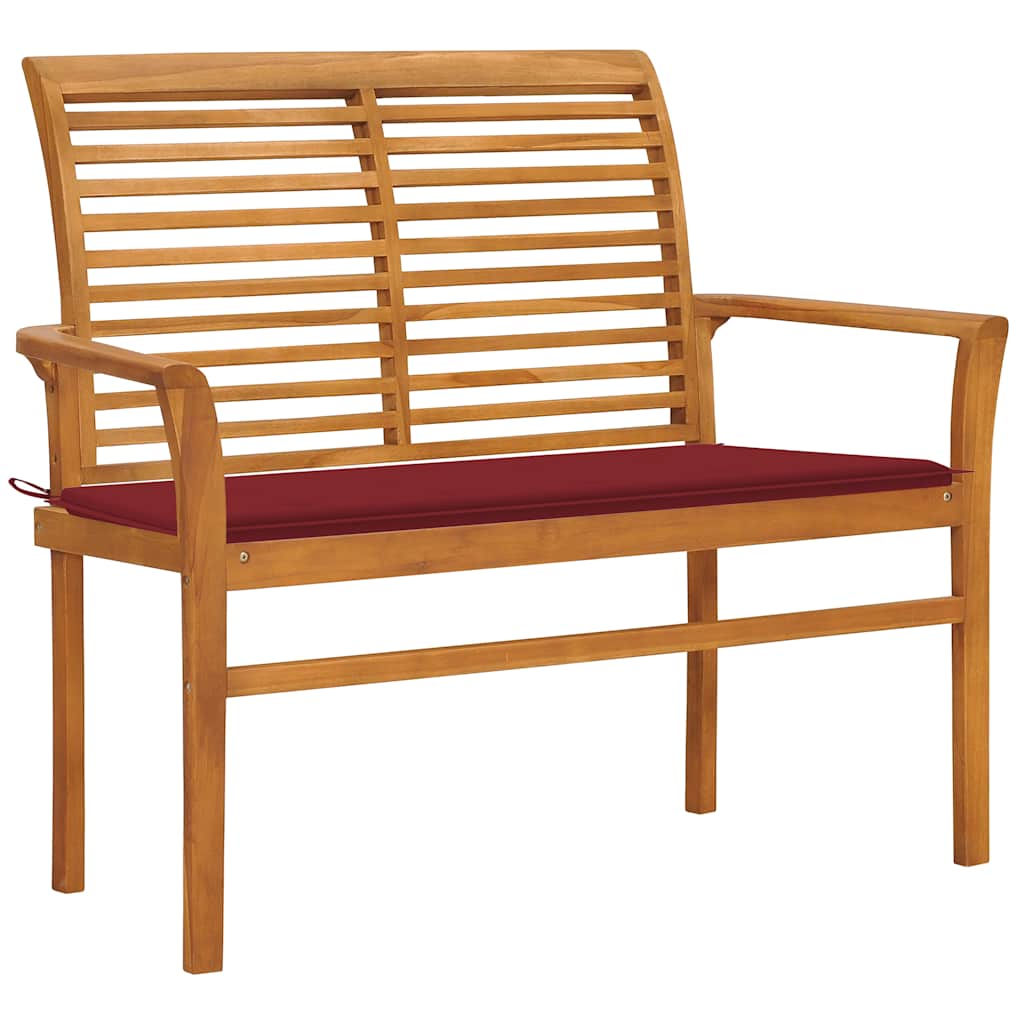 Trädgårdsbänk Med Gräddvit Dyna 112 Cm Massiv Teak