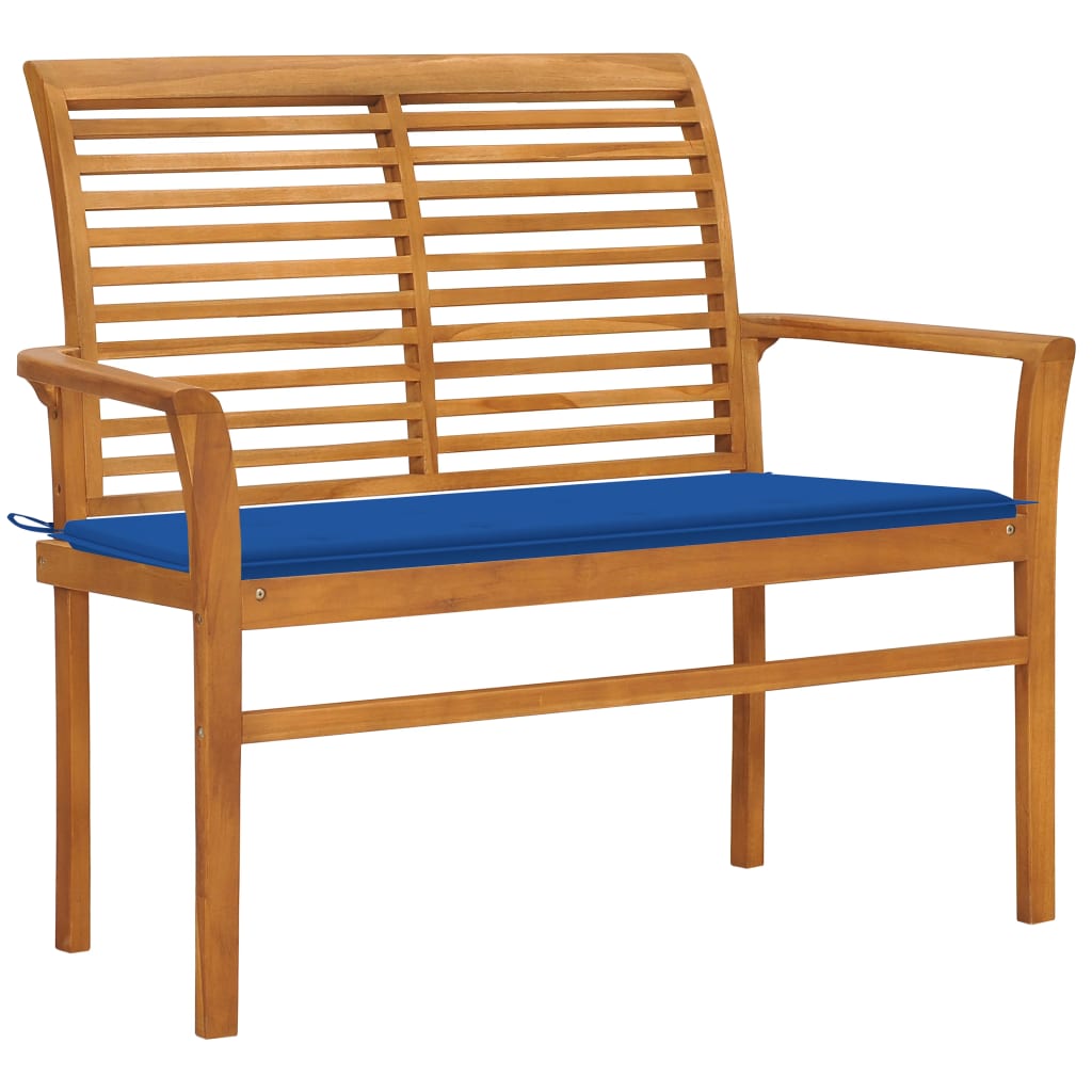 Trädgårdsbänk Med Gräddvit Dyna 112 Cm Massiv Teak