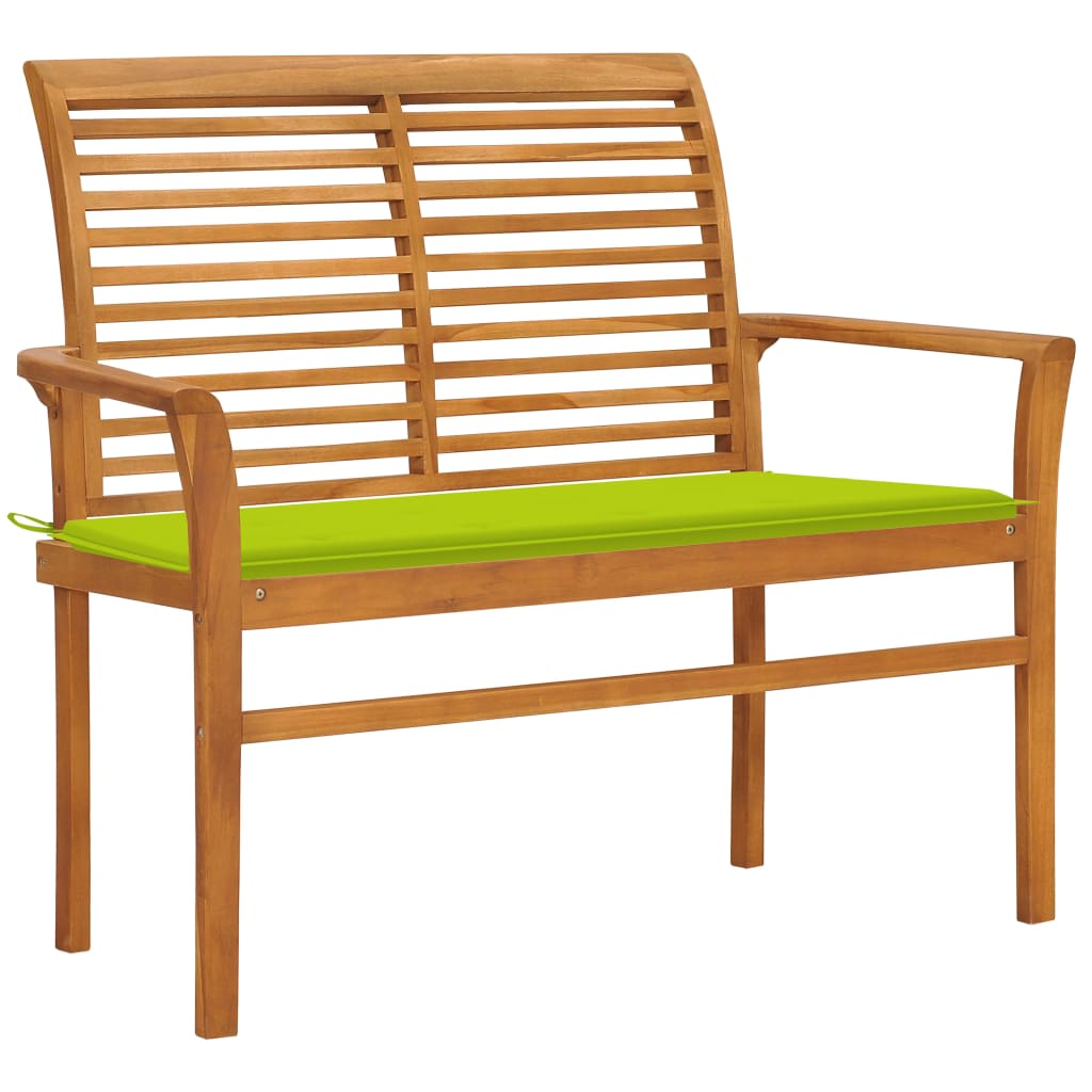 Trädgårdsbänk Med Gräddvit Dyna 112 Cm Massiv Teak