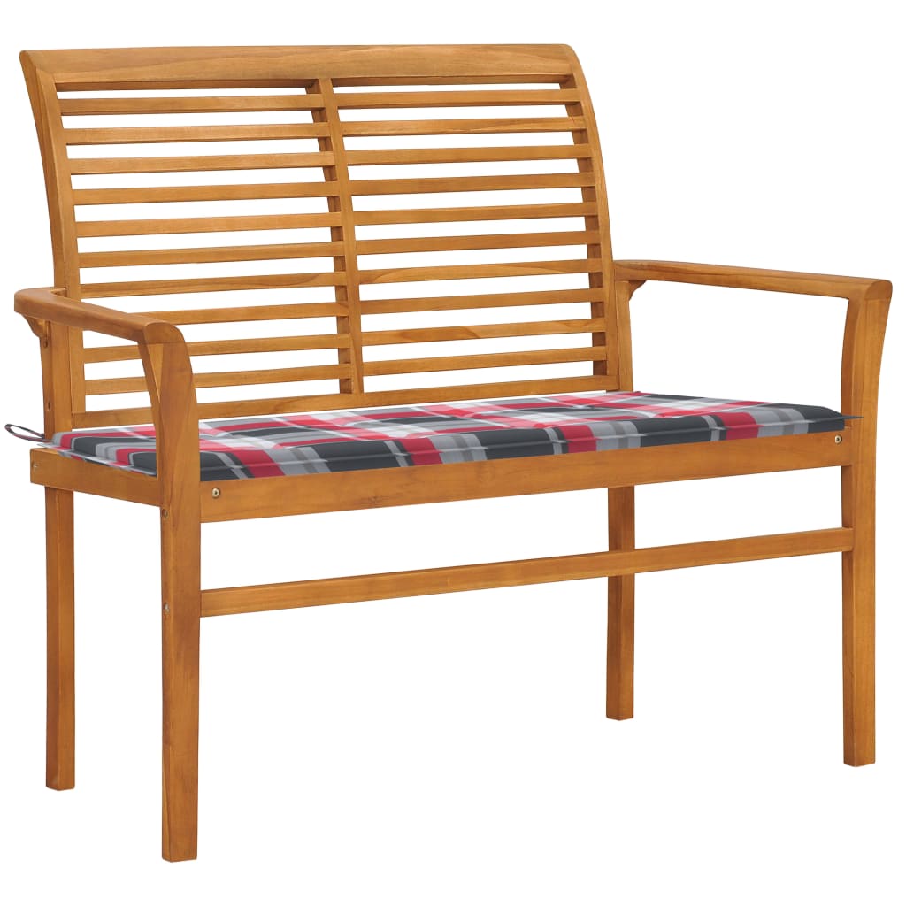 Trädgårdsbänk Med Gräddvit Dyna 112 Cm Massiv Teak