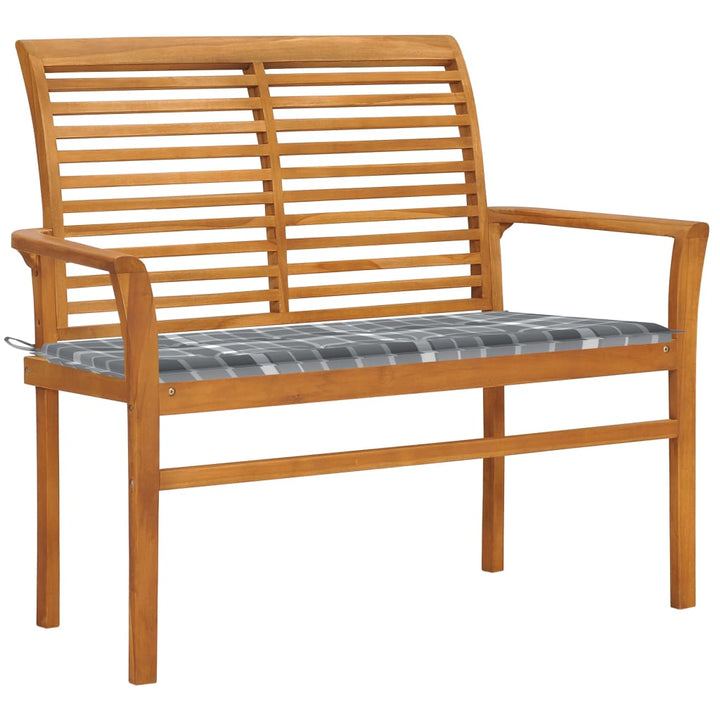 Trädgårdsbänk Med Gräddvit Dyna 112 Cm Massiv Teak