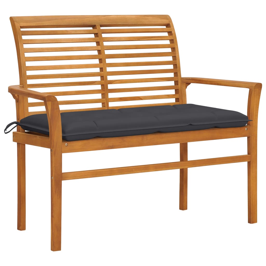Trädgårdsbänk Med Dyna 112 Cm Massiv Teak