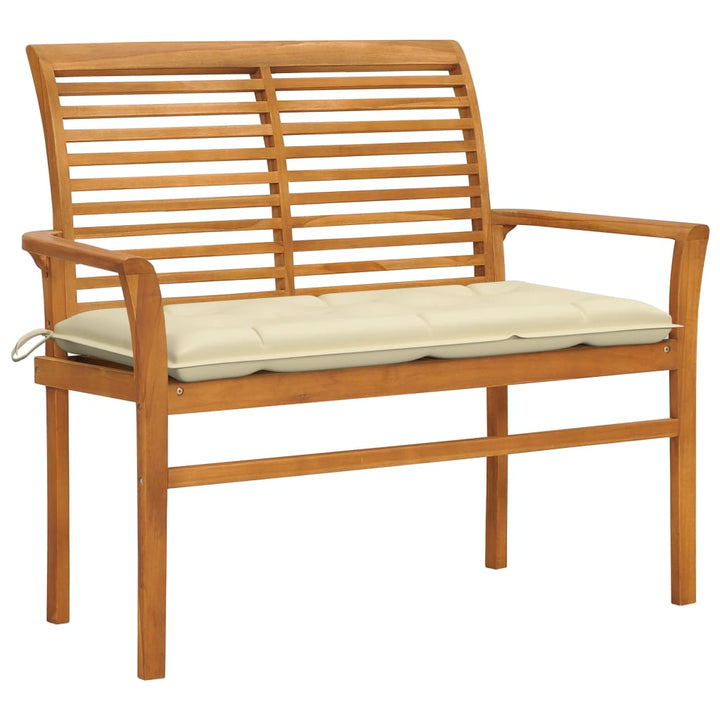 Trädgårdsbänk Med Dyna 112 Cm Massiv Teak