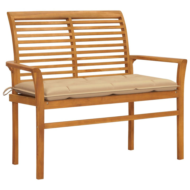 Trädgårdsbänk Med Dyna 112 Cm Massiv Teak