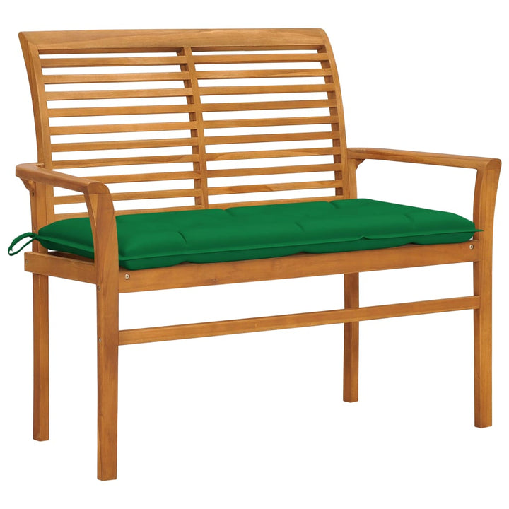 Trädgårdsbänk Med Dyna 112 Cm Massiv Teak