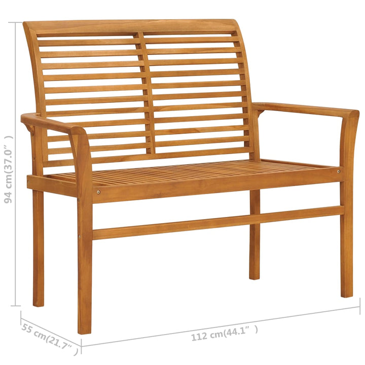 Trädgårdsbänk Med Dyna 112 Cm Massiv Teak