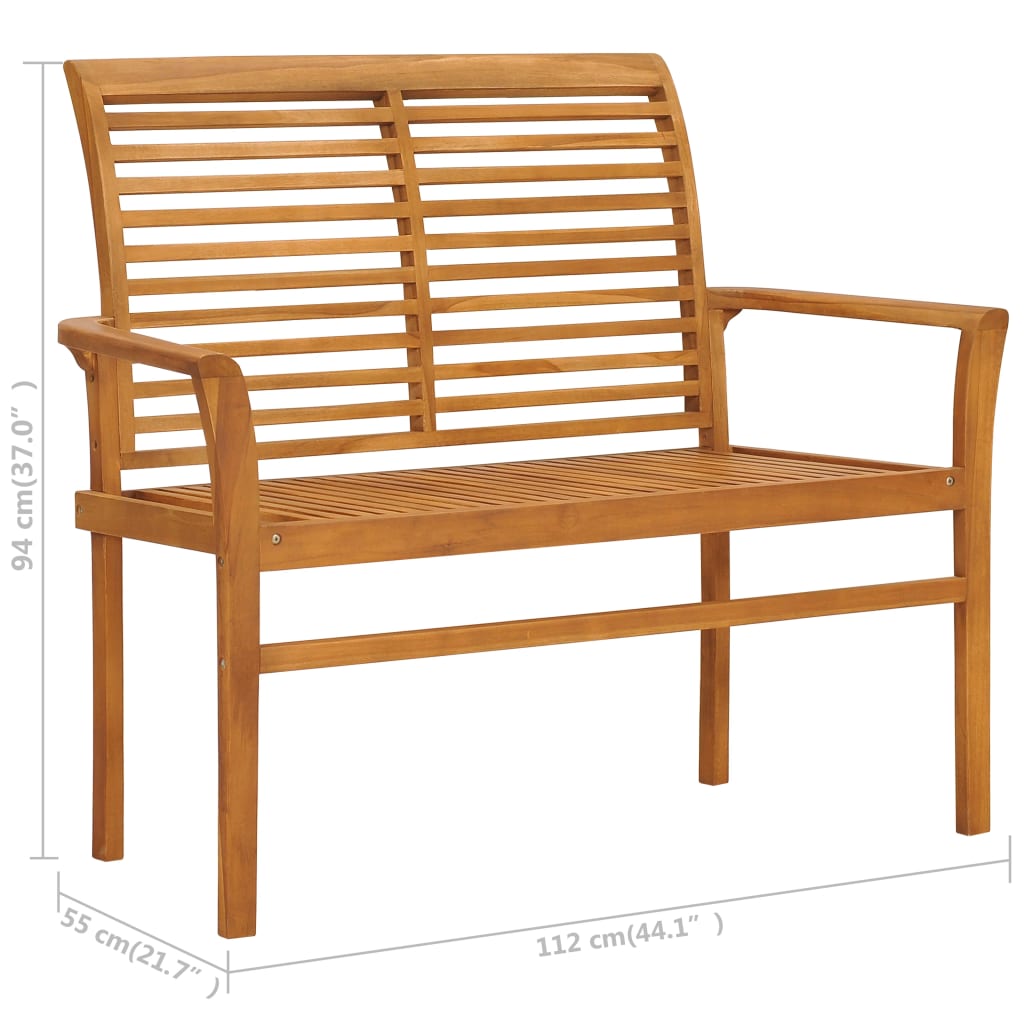 Trädgårdsbänk Med Dyna 112 Cm Massiv Teak