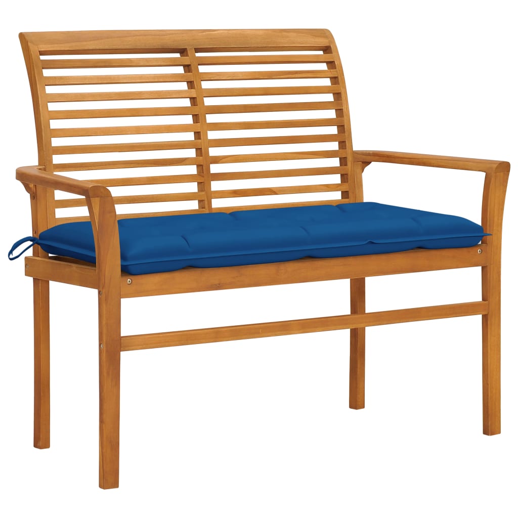 Trädgårdsbänk Med Dyna 112 Cm Massiv Teak
