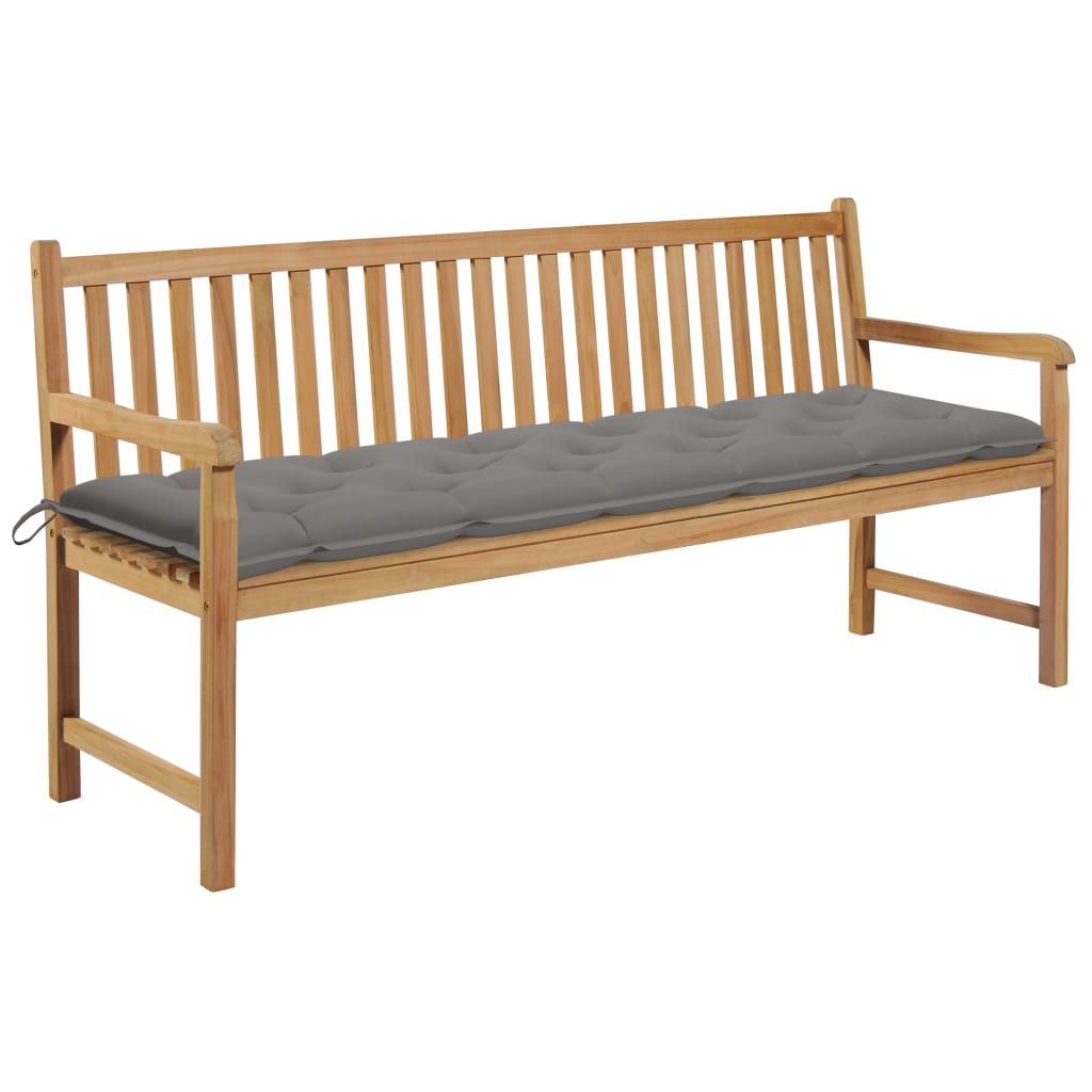 Trädgårdsbänk Med Dyna Massiv Teak