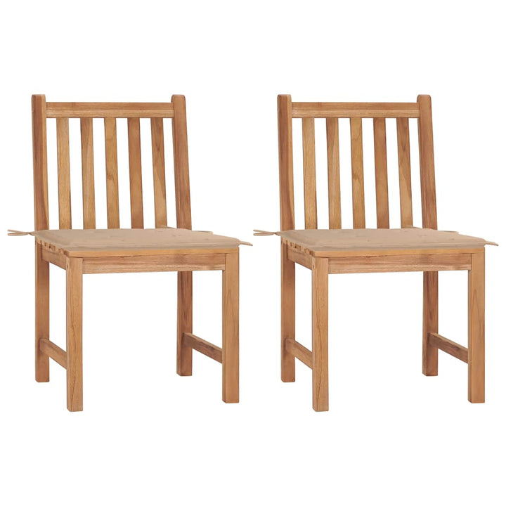 Trädgårdsstolar 2 St Med Dynor Massiv Teak