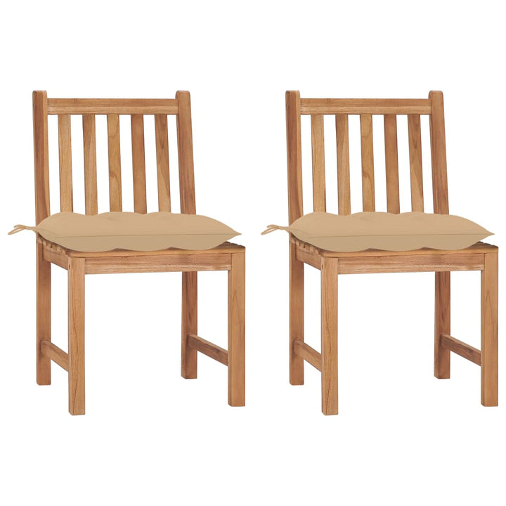 Trädgårdsstolar 2 St Med Dynor Massiv Teak