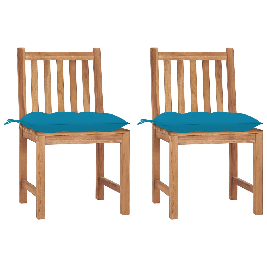 Trädgårdsstolar 2 St Med Dynor Massiv Teak