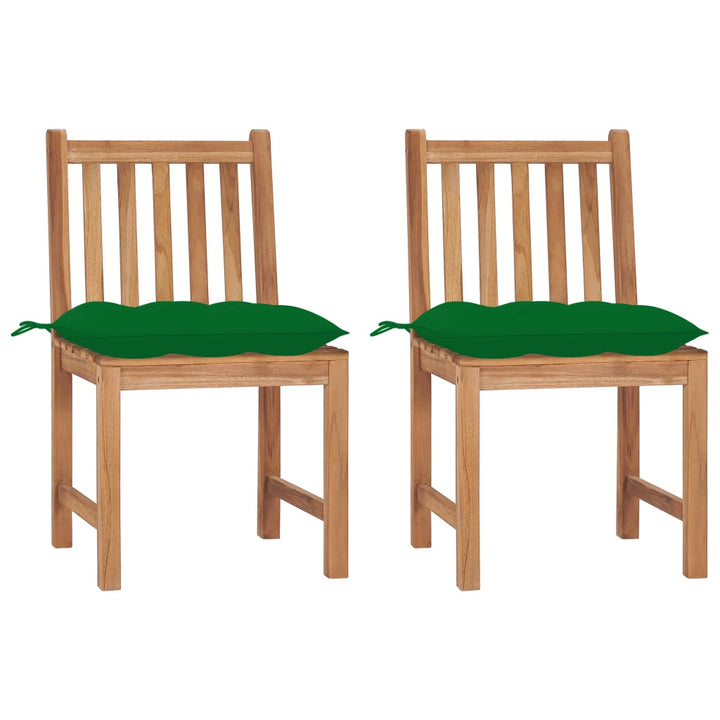 Trädgårdsstolar 2 St Med Dynor Massiv Teak