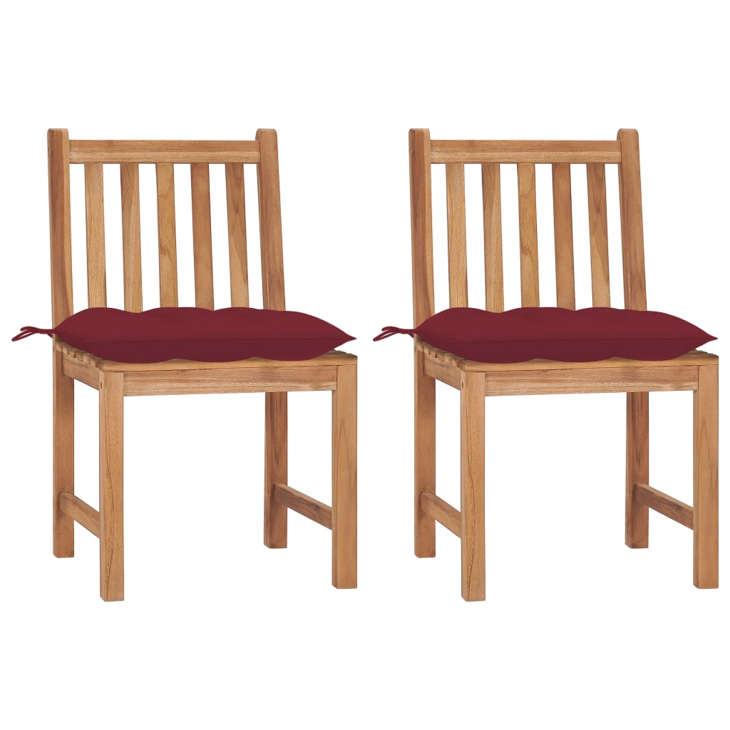 Trädgårdsstolar 2 St Med Dynor Massiv Teak