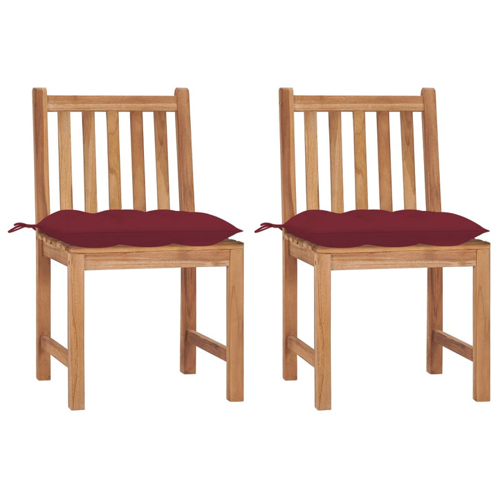 Trädgårdsstolar 2 St Med Dynor Massiv Teak
