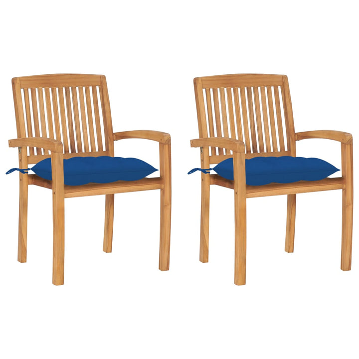 Stapelbara Trädgårdsstolar Med Dynor 8 St Massiv Teak